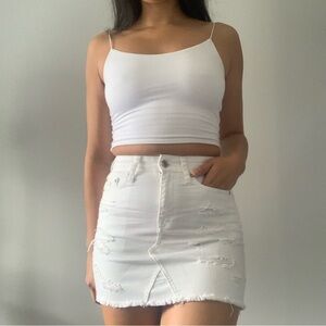 American eagle white jean mini skirt  distressed look size US00 regular